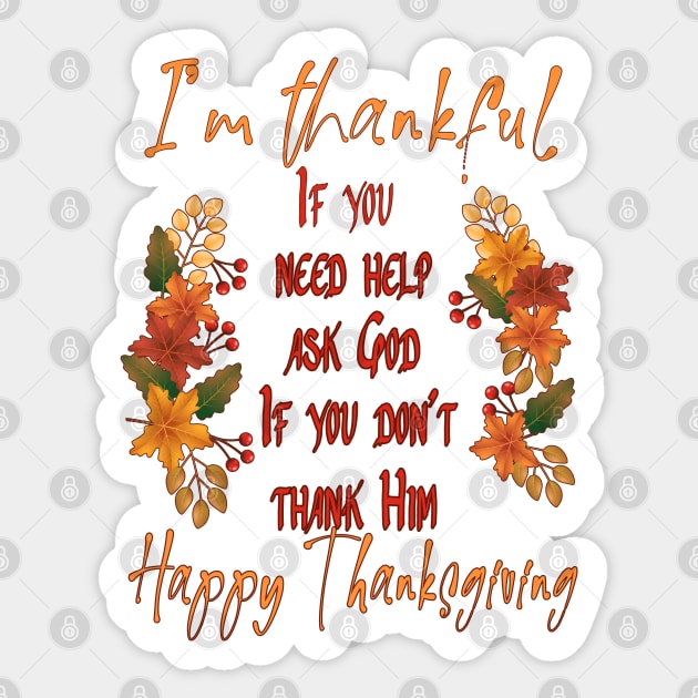 I’m thankful Happy Thanksgiving Sticker by KrasiStaleva